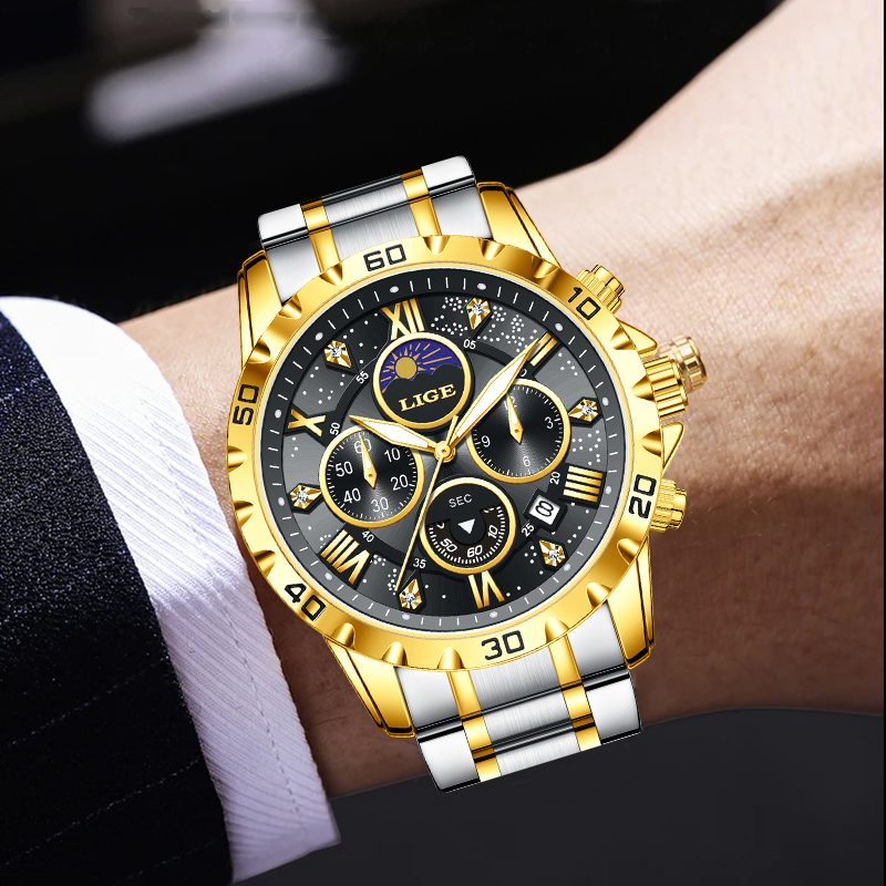 Luxury Watch Brands - LIGE 최고급 브랜드 럭셔리 쿼츠 남성용