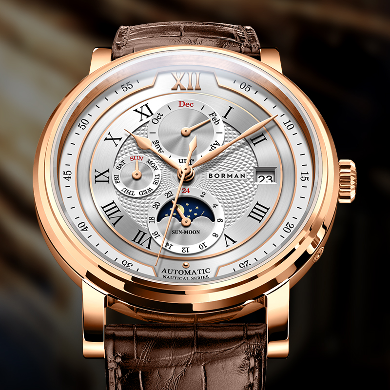 Luxury Watch German - BORMAN 남성용 자동 기계식 시계, 사파이어