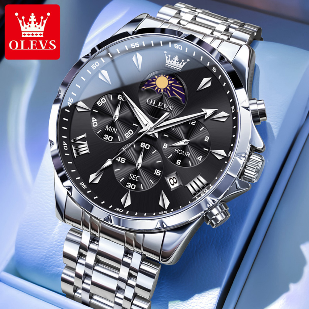 Luxury Watch Manufacturers - OLEVS 3653 브랜드 문페이즈 캘린더 남성용
