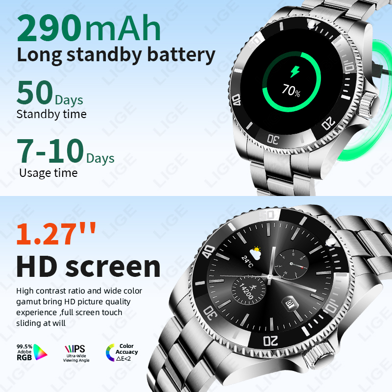 LIGE 2026 스마트워치 1.27인치 HD 화면 건 - Luxury Watch In The World 리뷰 및 가격