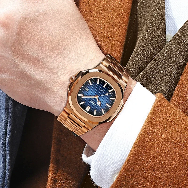 뉴 스위스 남성 캐주얼 로즈 골드 시계 남성용 럭셔리  - Luxury Watch German 리뷰 및 가격