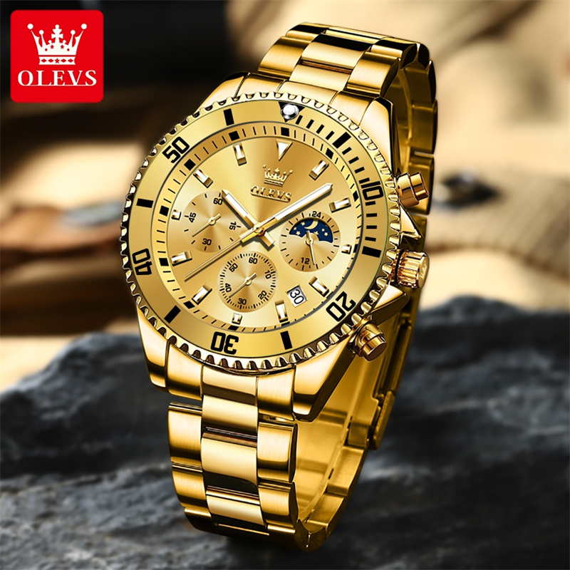 OLEVS 시계 남자 톱 브랜드 럭셔리 골드 쿼츠 밀리 - Luxury Watch Manufacturers 리뷰 및 가격