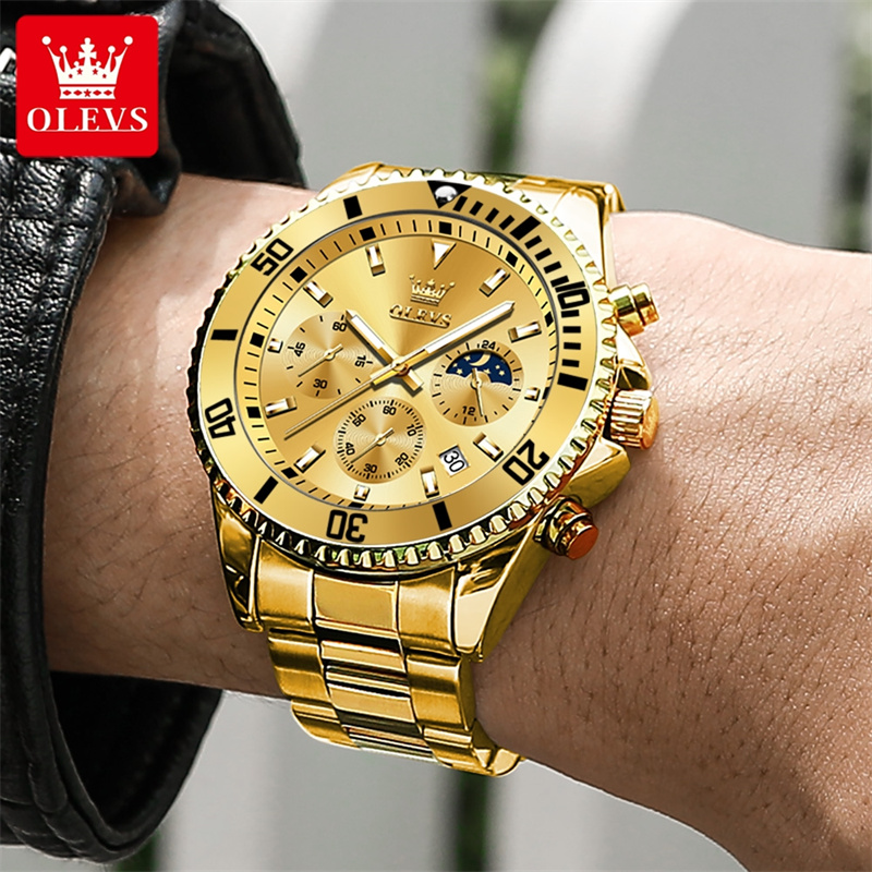 OLEVS 시계 남자 톱 브랜드 럭셔리 골드 쿼츠 밀리 - Luxury Watch Manufacturers 리뷰 및 가격