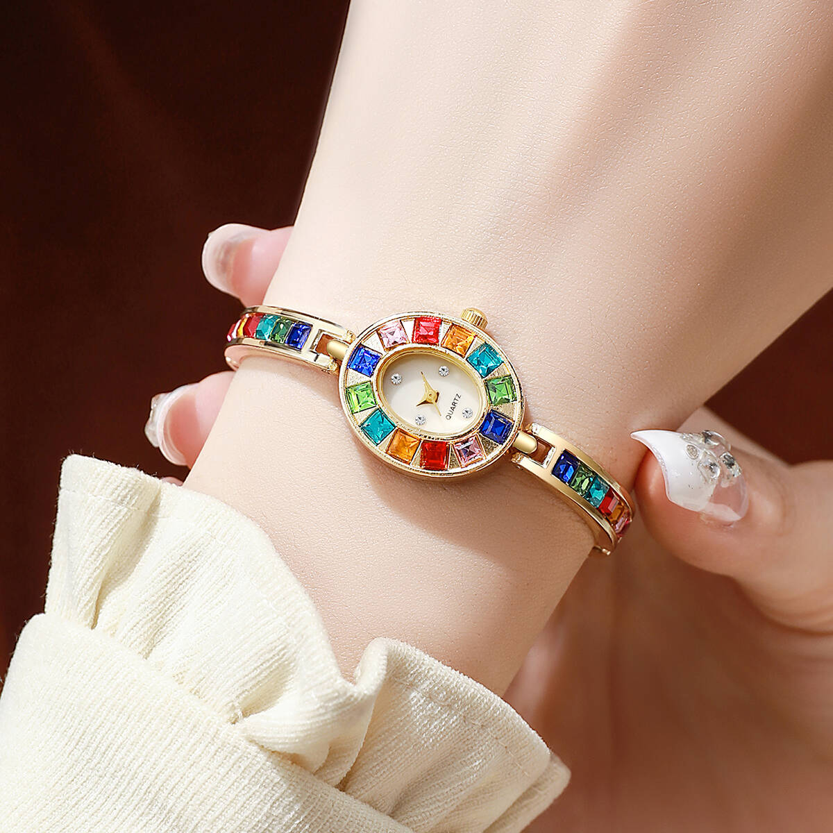 2개/세트 럭셔리 라인스톤 여성용 시계 패션 팔찌 밴드 - Luxury Watch For Women 리뷰 및 가격