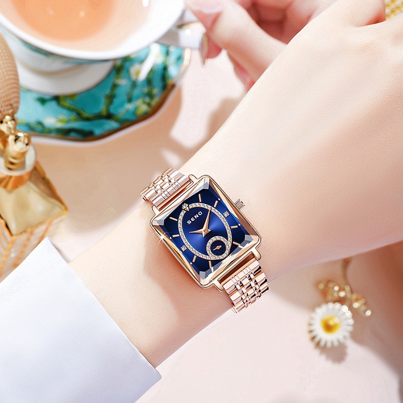 세노 여성용 고급 사각 쿼츠 시계, 스테인리스 스틸 밀 - Luxury Watch In The World 리뷰 및 가격