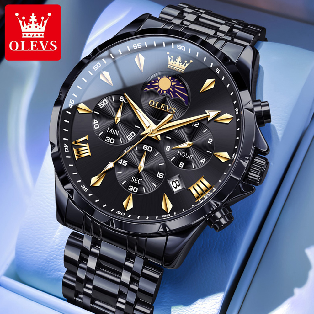 OLEVS 3653 브랜드 문페이즈 캘린더 남성용 시계 - Luxury Watch Manufacturers 리뷰 및 가격