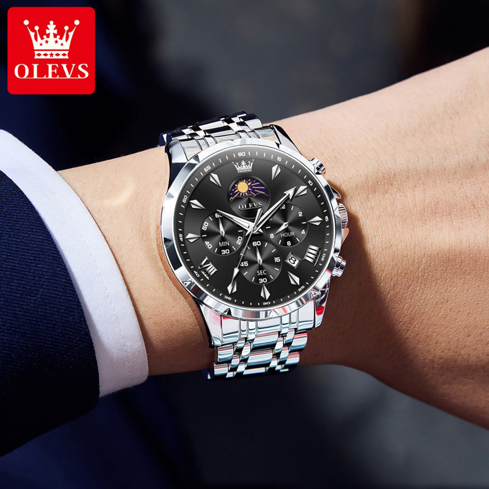 OLEVS 3653 브랜드 문페이즈 캘린더 남성용 시계 - Luxury Watch Manufacturers 리뷰 및 가격