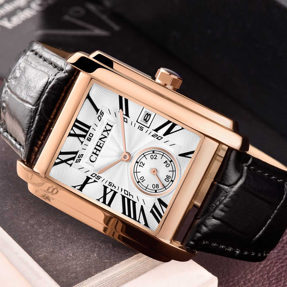 CHENXI 남성용 클래식 스퀘어 브라운 가죽 스트랩  - Luxury Watch Mockup 리뷰 및 가격