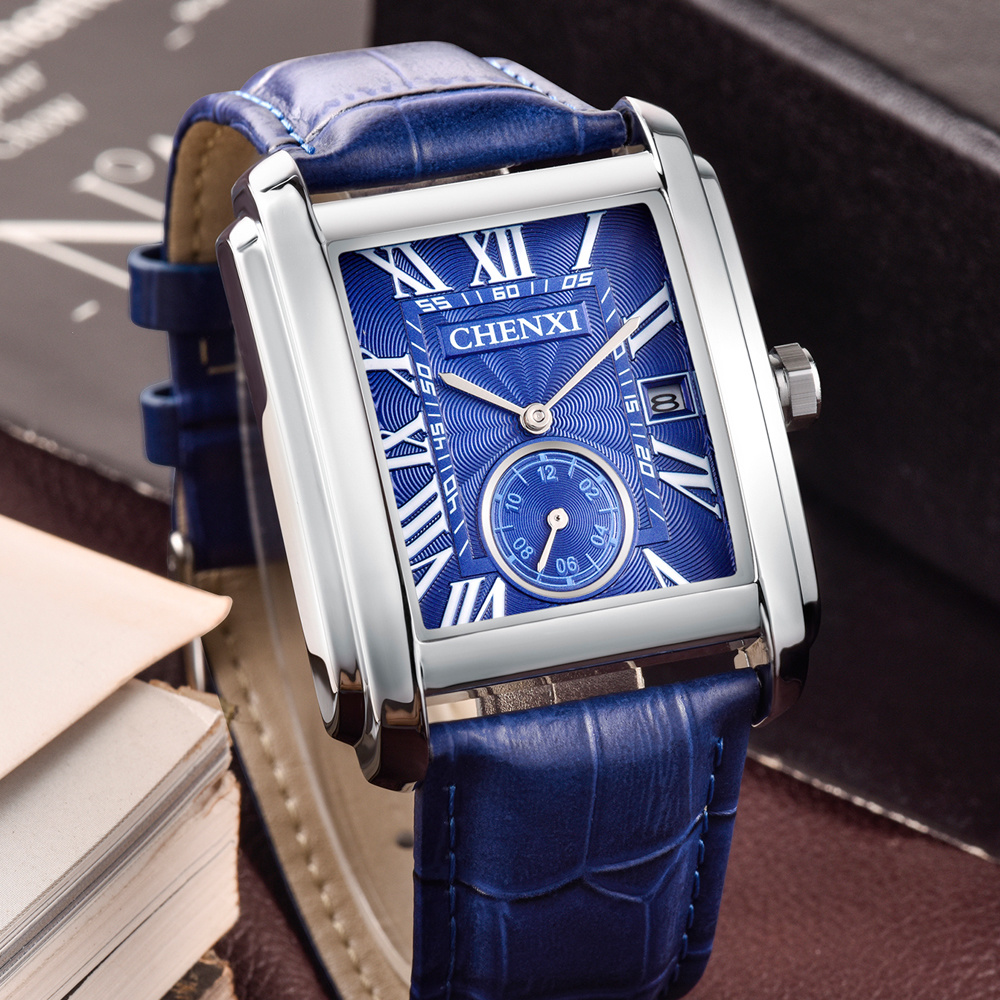 CHENXI 남성용 클래식 스퀘어 브라운 가죽 스트랩  - Luxury Watch Mockup 리뷰 및 가격