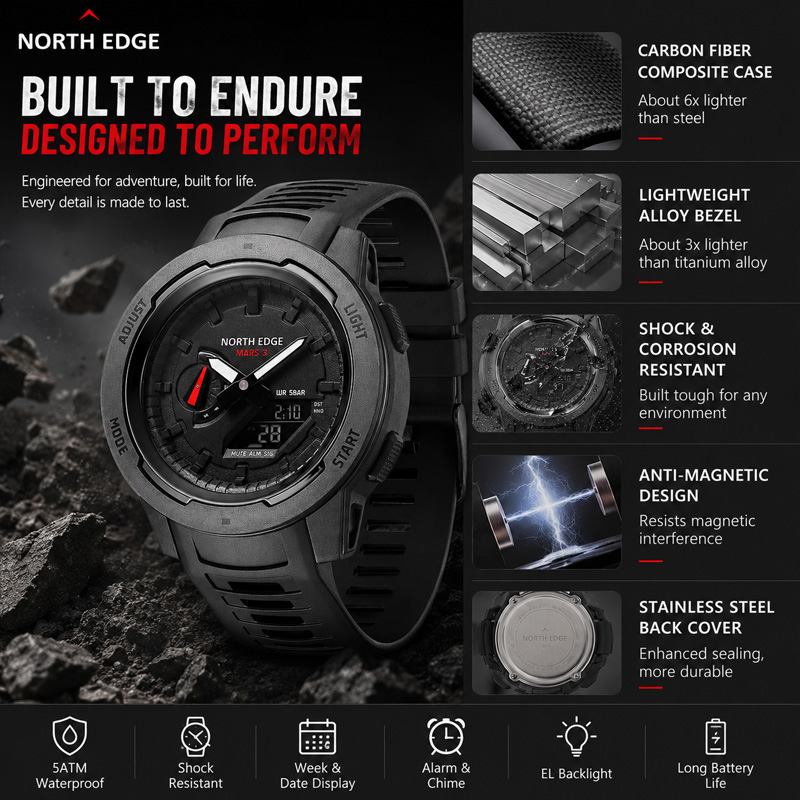 2026 노스 엣지 마스 3 남성용 디지털 시계 아웃도 - Luxury Watch In The World 리뷰 및 가격